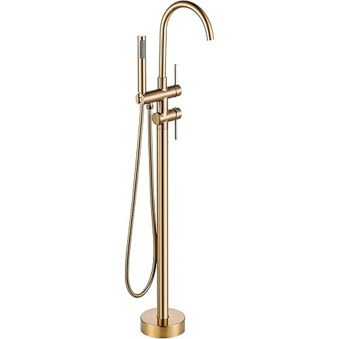 Delta Faucet Trinsic Floor-Mount Freestanding Tub Filler with Hand Held Shower, Champagne Bronze ... | Amazon (US)