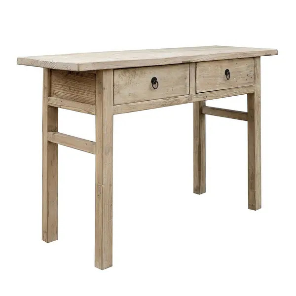 Artissance 51"Rustic Elmwood Console With Two Drawers Weathered Natural Wood - Bed Bath & Beyond ... | Bed Bath & Beyond