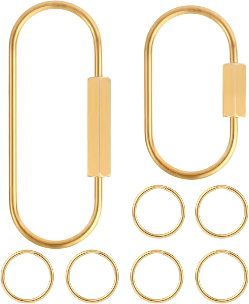 2pcs Brass Screw Lock Keychains, with 6 Brass Key Ring Universal Brass Keychain Clips Simple Styl... | Amazon (CA)