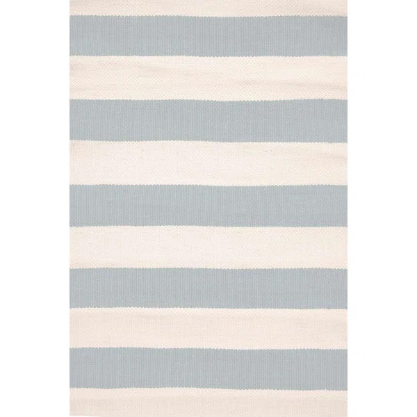 Catamaran Stripe Light Blue/Ivory Handwoven Indoor/Outdoor Rug | Wayfair North America