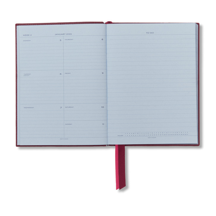 2026 Soho Weekly Journal in Ludlow  in dark cherry | Smythson | Smythson