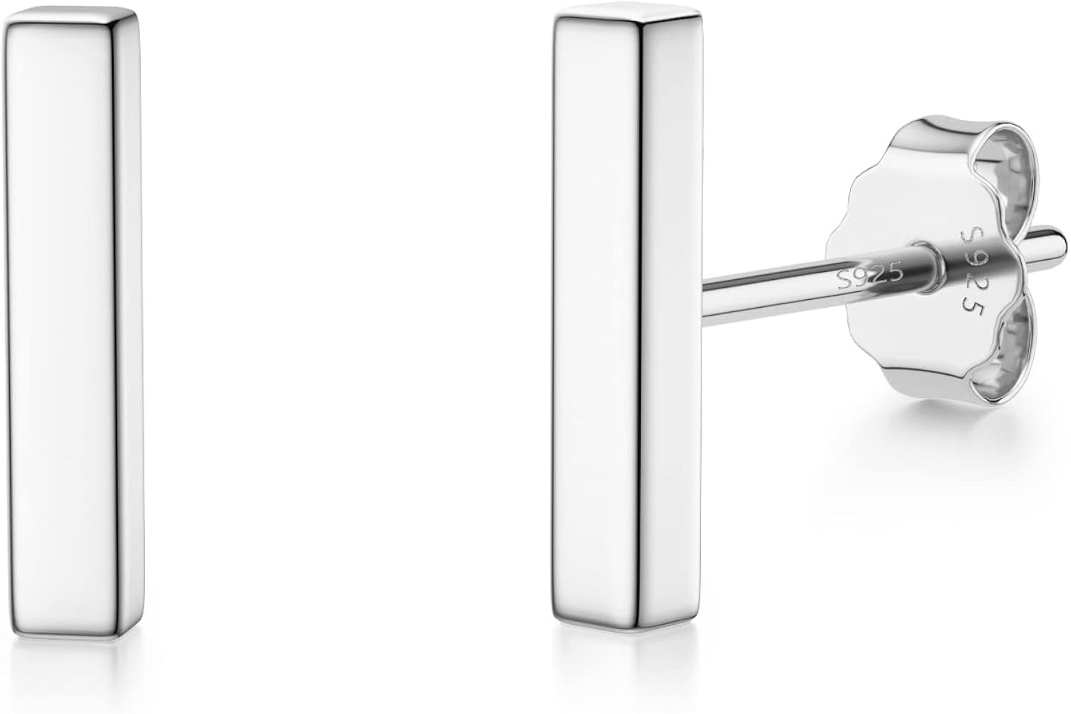 JIAYIQI Minimalist 925 Sterling Silver Stud Earrings Set, 14K Gold Plated Hypoallergenic Tiny Bar... | Amazon (US)