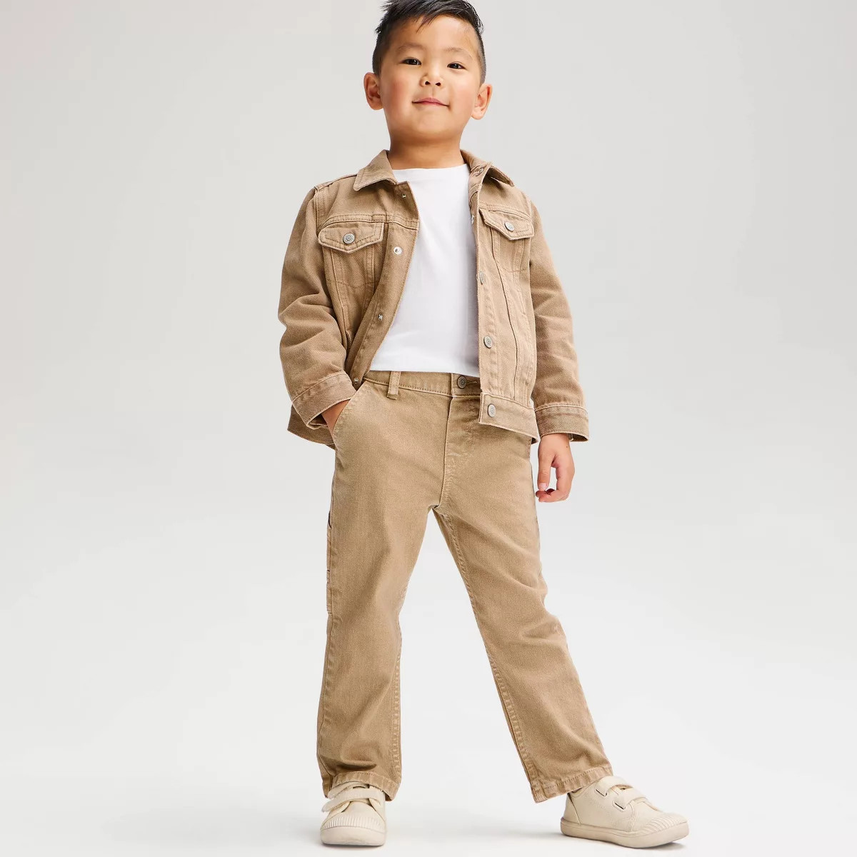 Toddler Boys' Snap Front Straight Leg Carpenter Denim Pants - Cat & Jack\u2122 Khaki 18M | Target