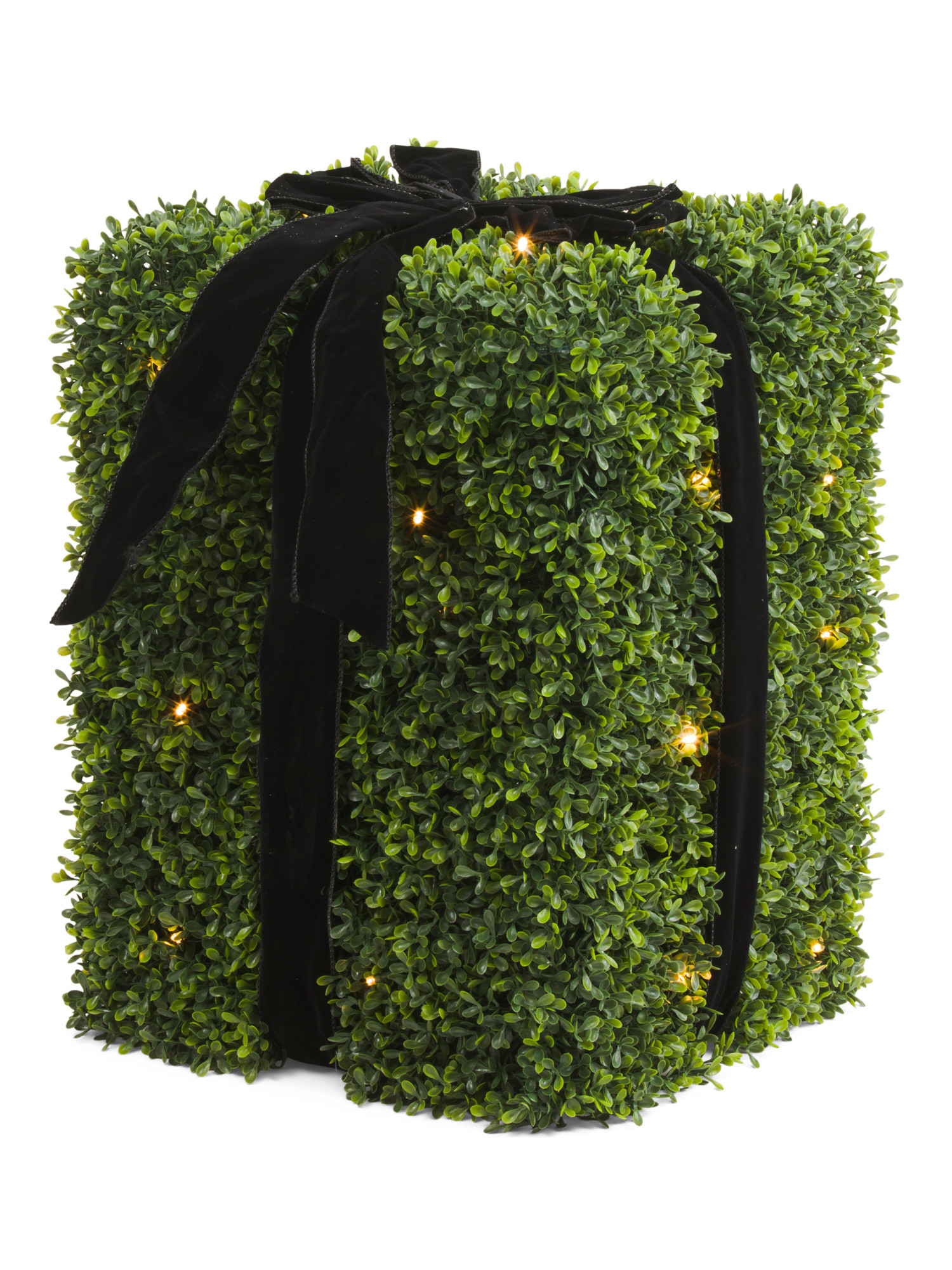 18in Outdoor Safe Led Boxwood Present With Ribbon | Marshalls