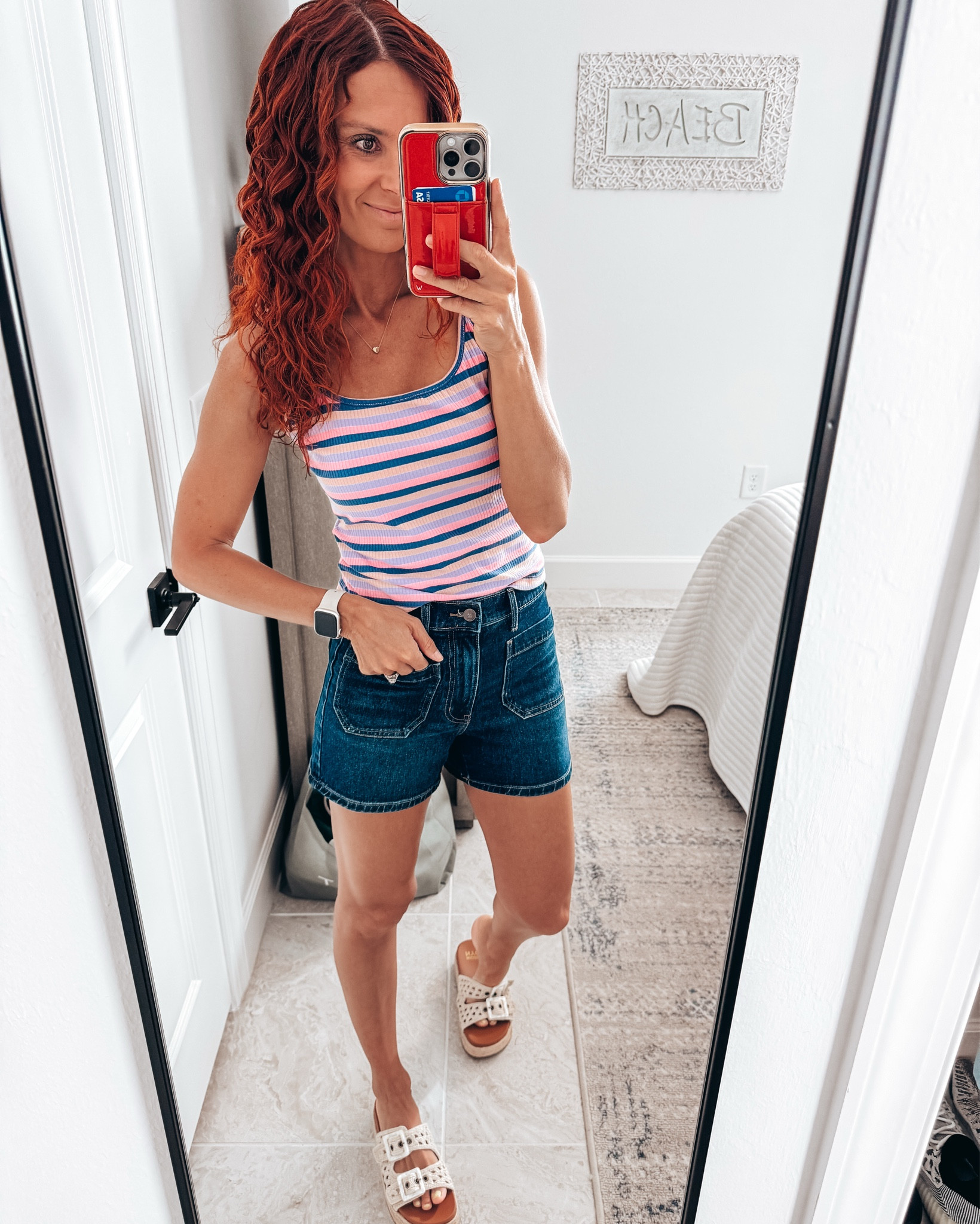 Vacation outfits coming at ya! Felt good to put some shorts on again!! 

Sunday lounge club: TJMaxx
Brown/Black stripe shorts: old AE 

#LTKOver40 #LTKSaleAlert #LTKootd