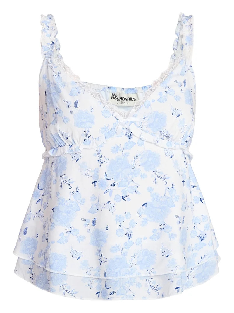 No Boundaries Floral Print Ruffle Cami, Women’s XXS-XXL | Walmart (US)