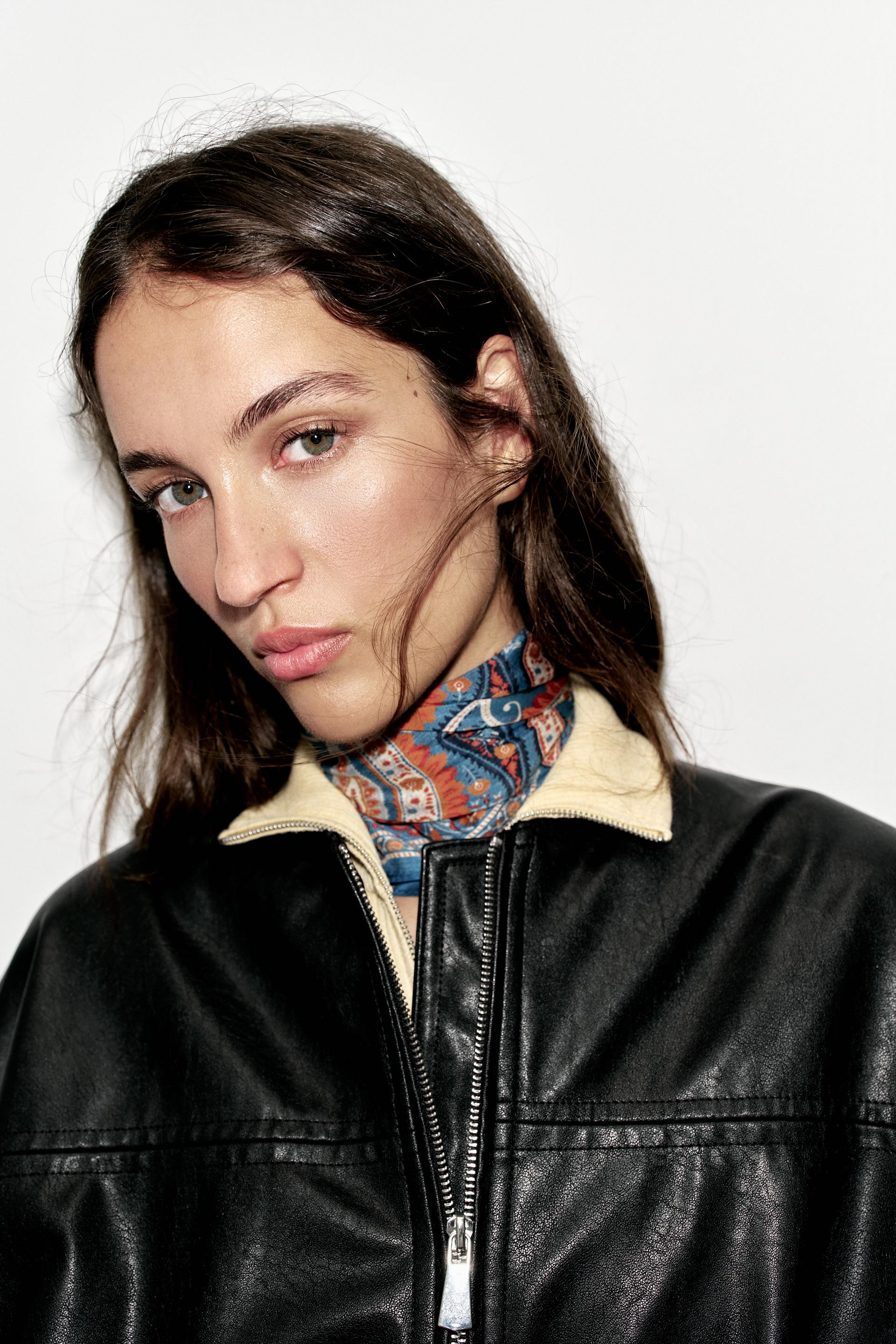 Zara - Paisley Print Silk Scarf - Blue - M - Woman | Zara US