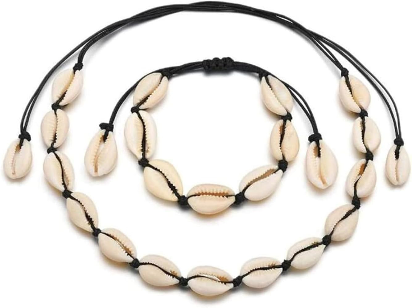 Rrdaily 2Pcs Natural Shell Choker Necklace Bracelet Set for Women,Handmade Adjustable Conch Neckl... | Amazon (US)