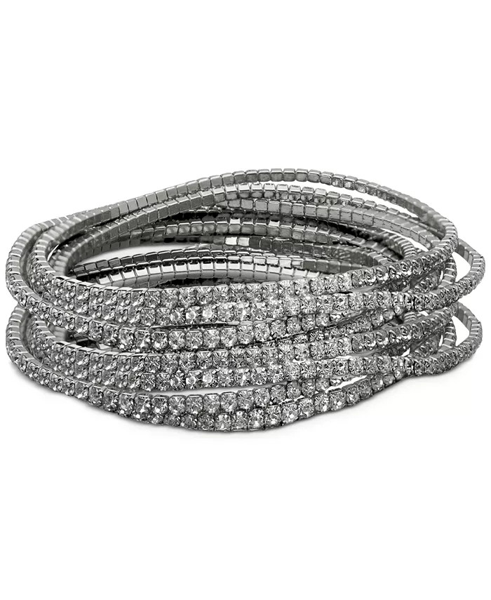 GUESS 10-Pc. Set Crystal Stretch Bracelets - Macy's | Macy's