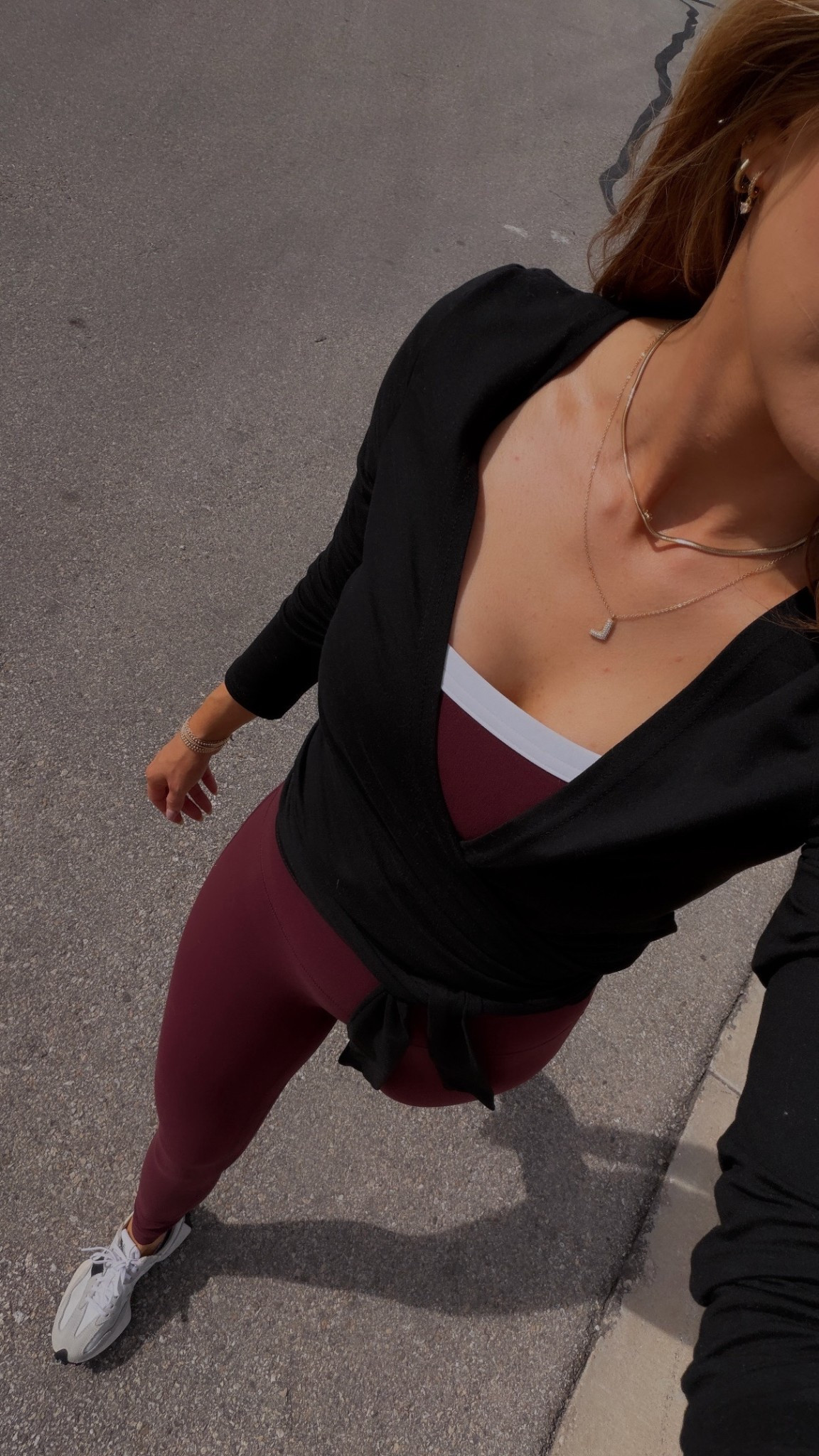 bra tank: xs // leggings: xs regular (exact color sold out) // wrap top: small (amazon one)