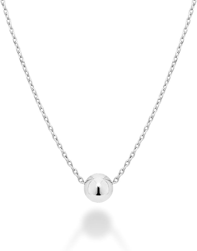 Miabella 925 Sterling Silver or 18K Yellow Gold Plated Italian 5mm Slide Bead Ball Pendant Neckla... | Amazon (US)