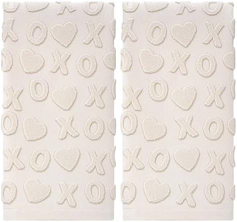 Booson 2 PCS Valentines Day 3D Hand Towels Beige Xs and Os Hearts Jacquard Plush Towel Bathroom K... | Amazon (US)