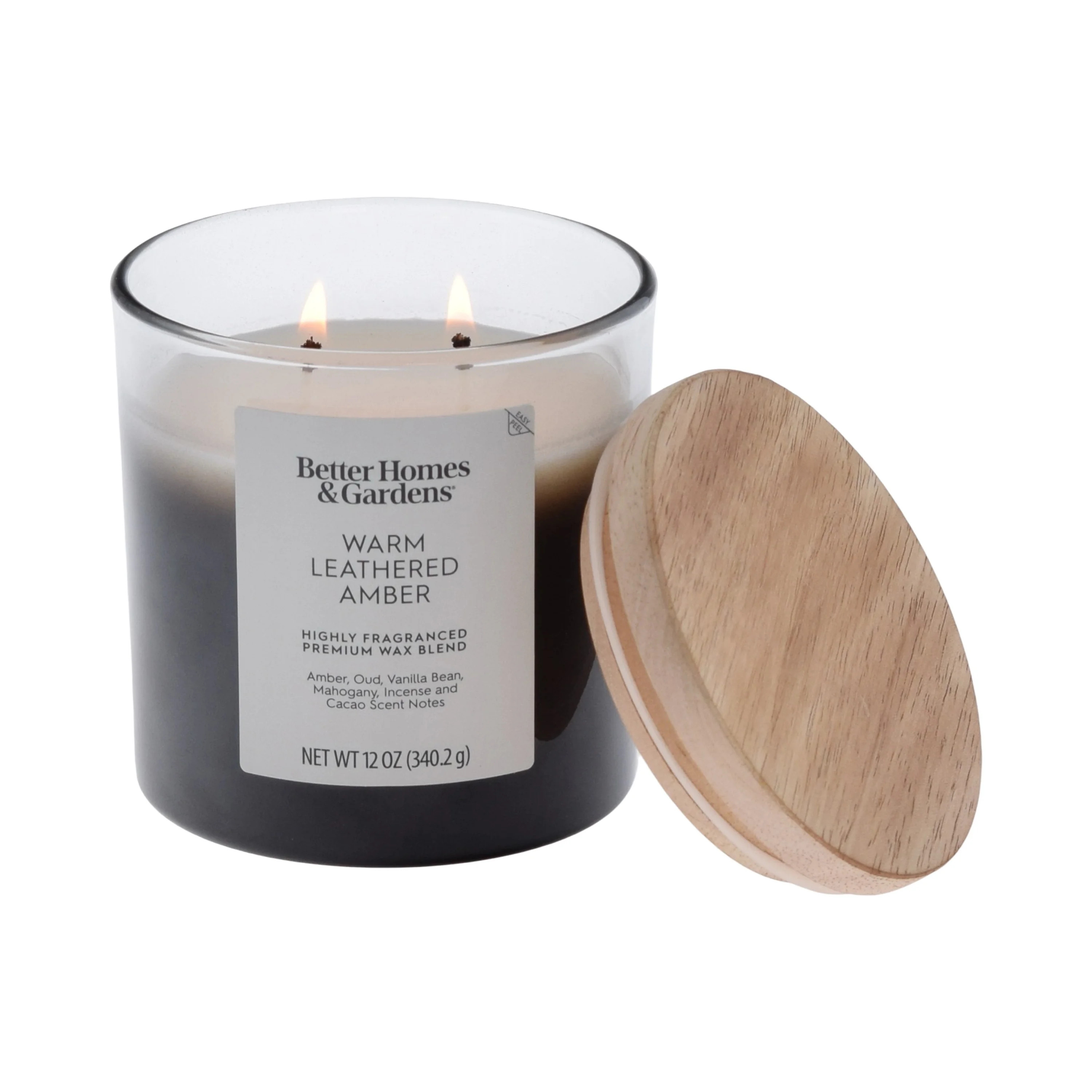 Better Homes and Gardens Warm Leathered Amber Scented 2-Wick Ombre Jar Candle 12oz. | Walmart (US)