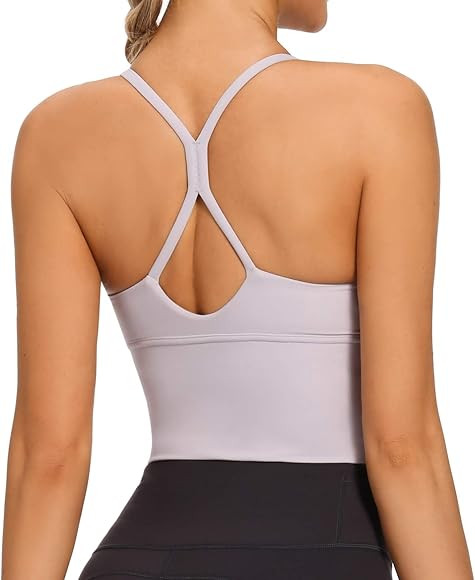 VIBOJOY Longline Strappy Padded Sports Bras Workout Running Tank Crop Tops Yoga Gym Fitness Activ... | Amazon (US)