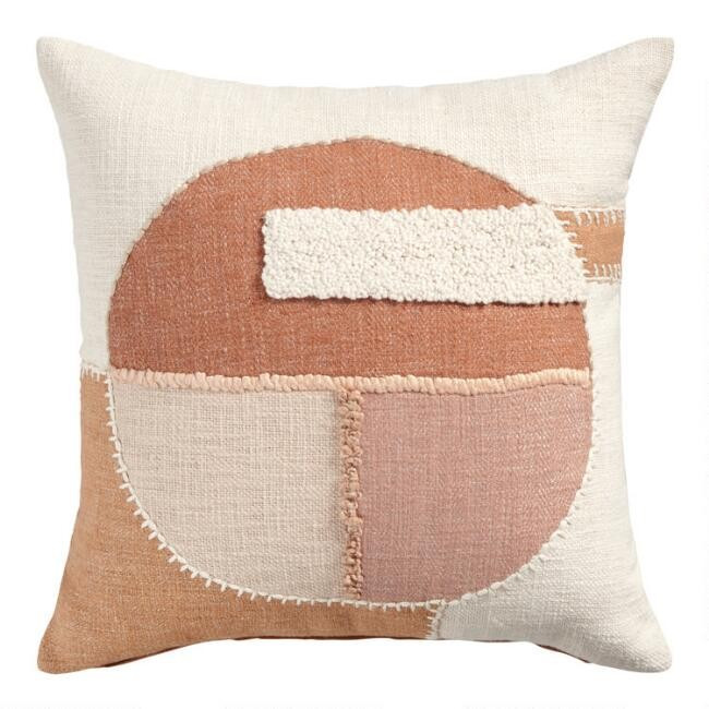 Rust and Blush Geo Circle Throw Pillow | World Market