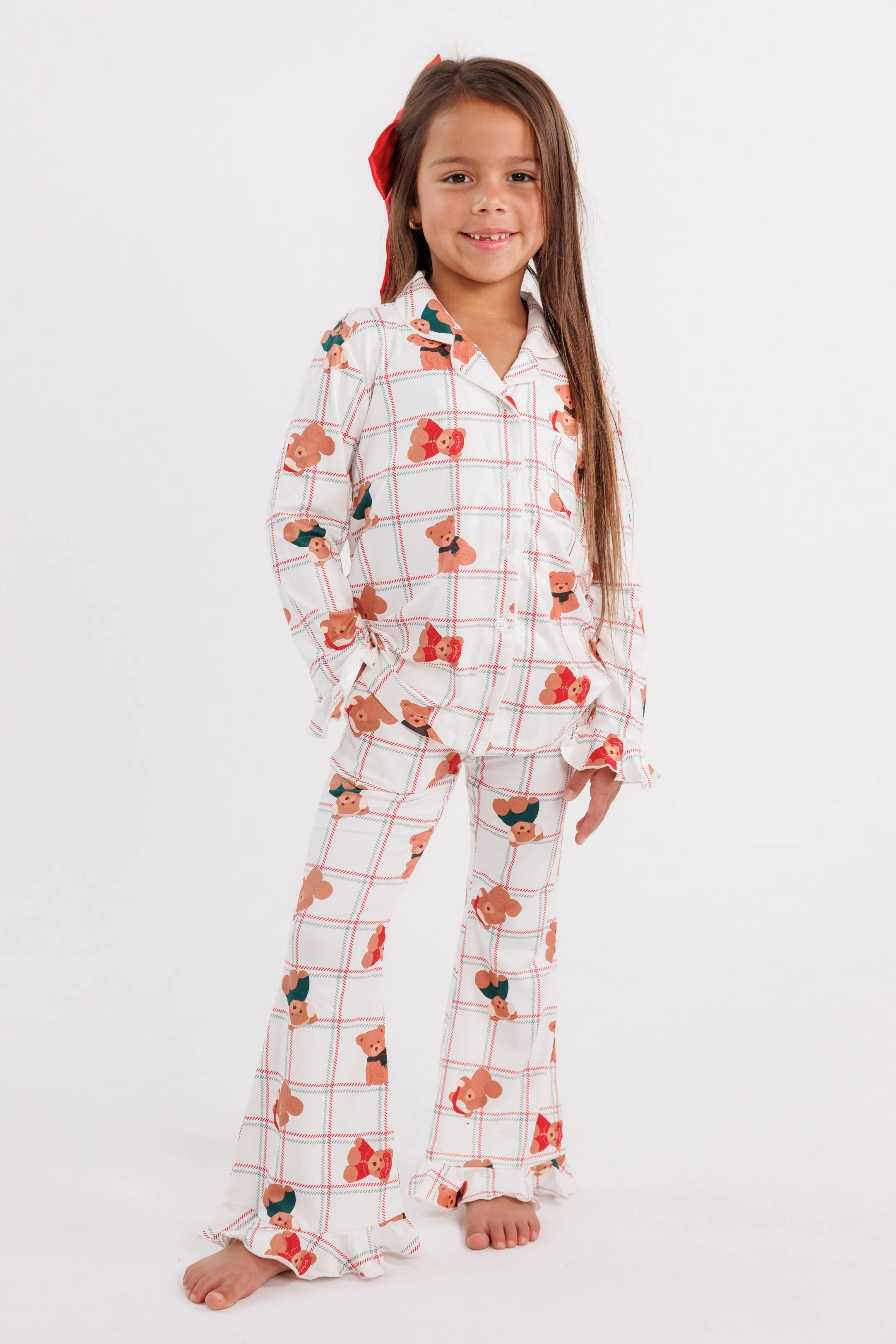 Cozy Christmas Bears Girls' Long Sleeve Ruffle Flare Set | Christmas Family Matching Pajamas | In... | In My Jammers