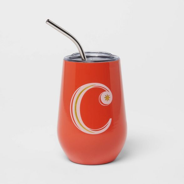 12oz Wine Tumbler with Straw "C" Coral - Opalhouse™ | Target