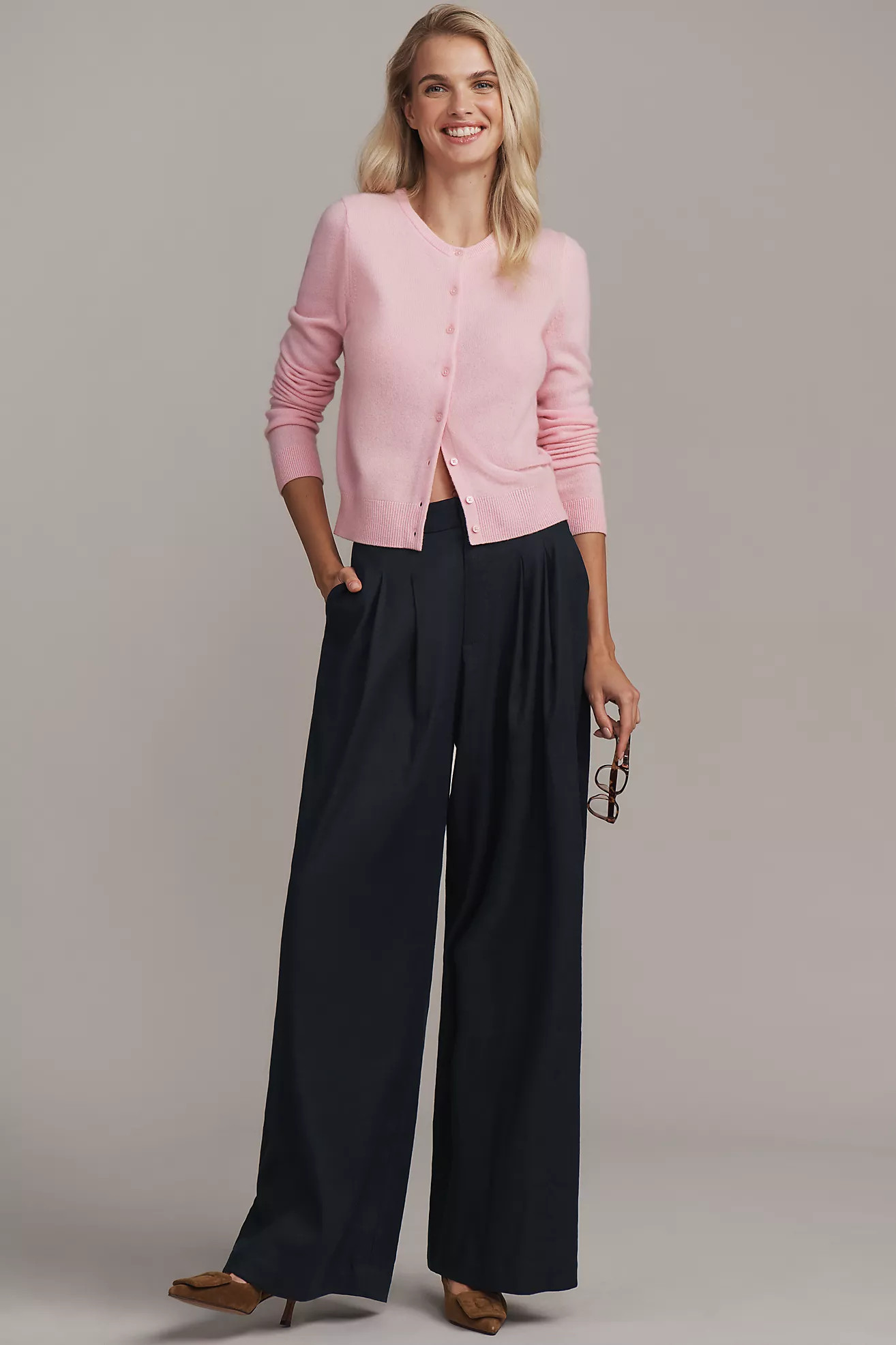 The Avery Linen Pleated Wide-Leg Trousers by Maeve | Anthropologie (US)