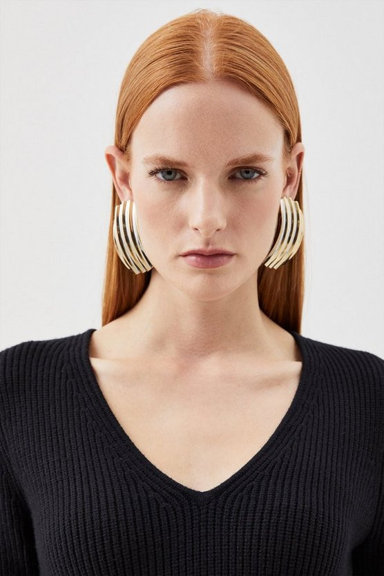 Viscose Blend Dip Hem Knit Jumper | Karen Millen UK + IE + DE + NL