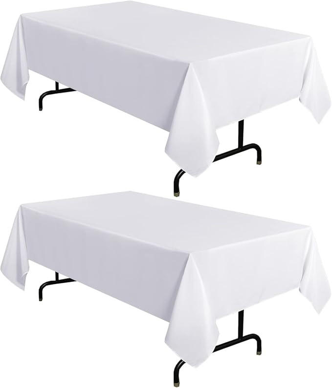 sancua 2 Pack White Tablecloth 60 x 102 Inch, Rectangle 6 Feet Table Cloth - Stain and Wrinkle Re... | Amazon (US)