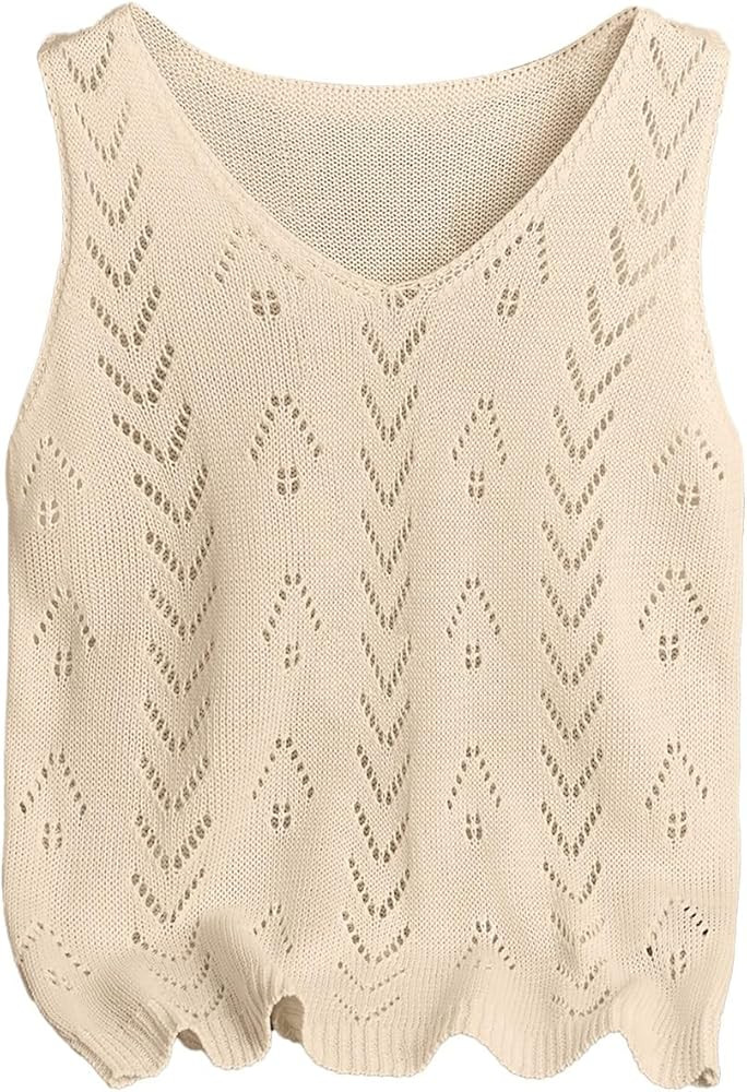 SHEWIN Womens Summer Tops Sleeveless Beach Vacation Clothes Crochet Sweater Vest Casual Tank Top ... | Amazon (US)