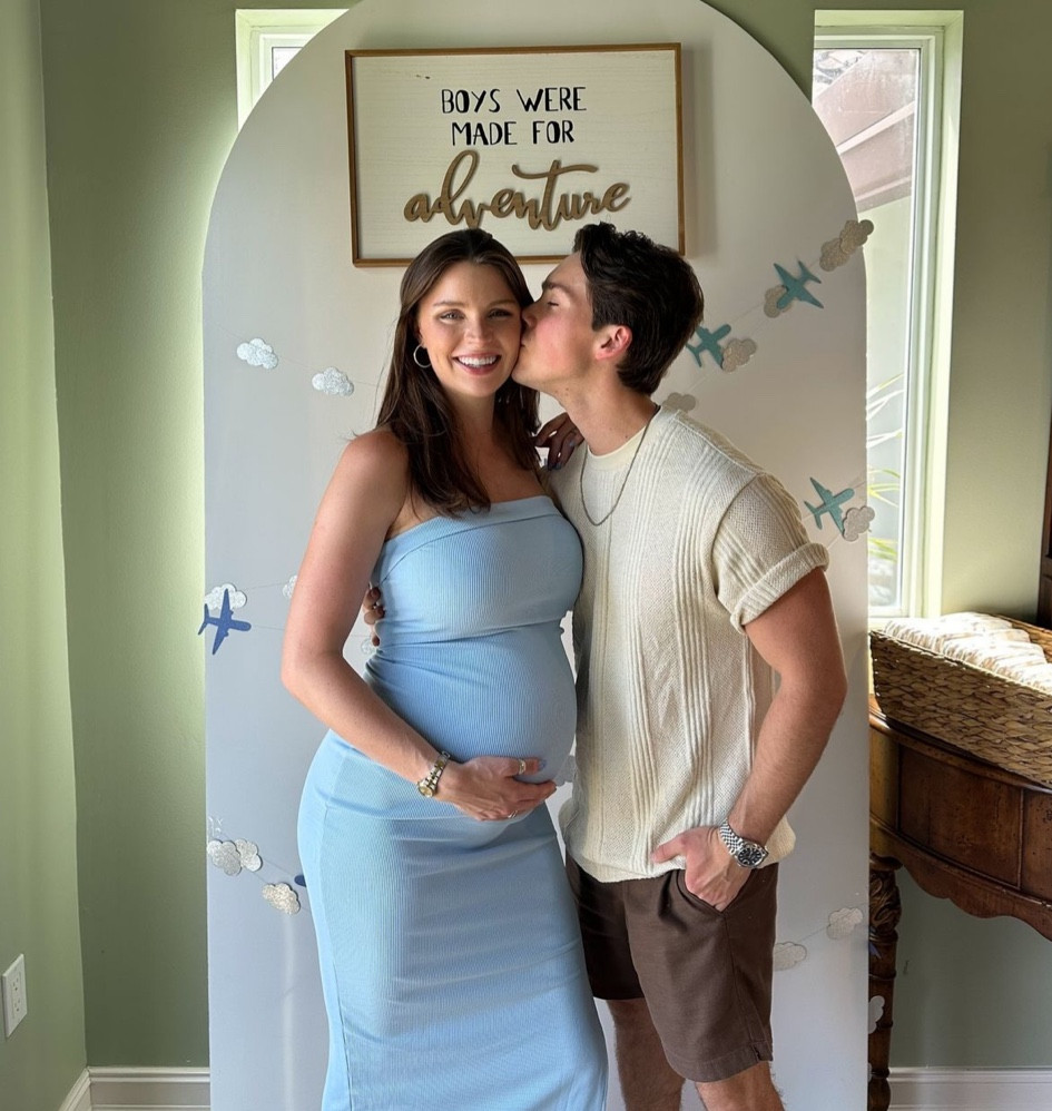 Loved this bump friendly dress I wore to our baby shower 🩵 Currently on sale and comes in a few different colors 

#LTKStyleTip #LTKFindsUnder50 #LTKBump