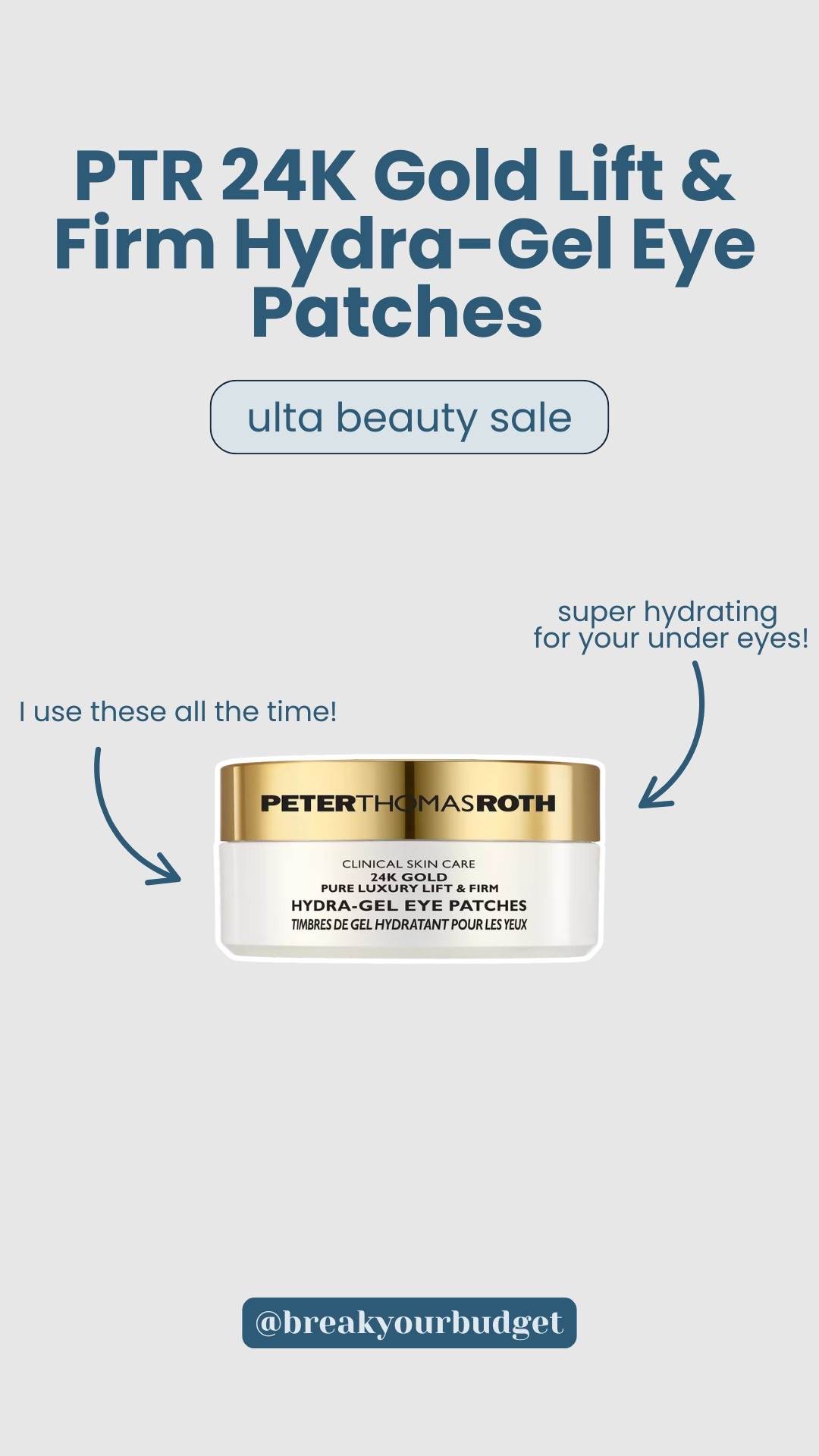My all time favorite eye patches are on sale today only! #UltaBeauty #21DaysOfBeautySale #UltaSale #PTR #PeterThomasRoth #SkinCare #BreakYourBudget

#LTKBeauty #LTKSaleAlert
