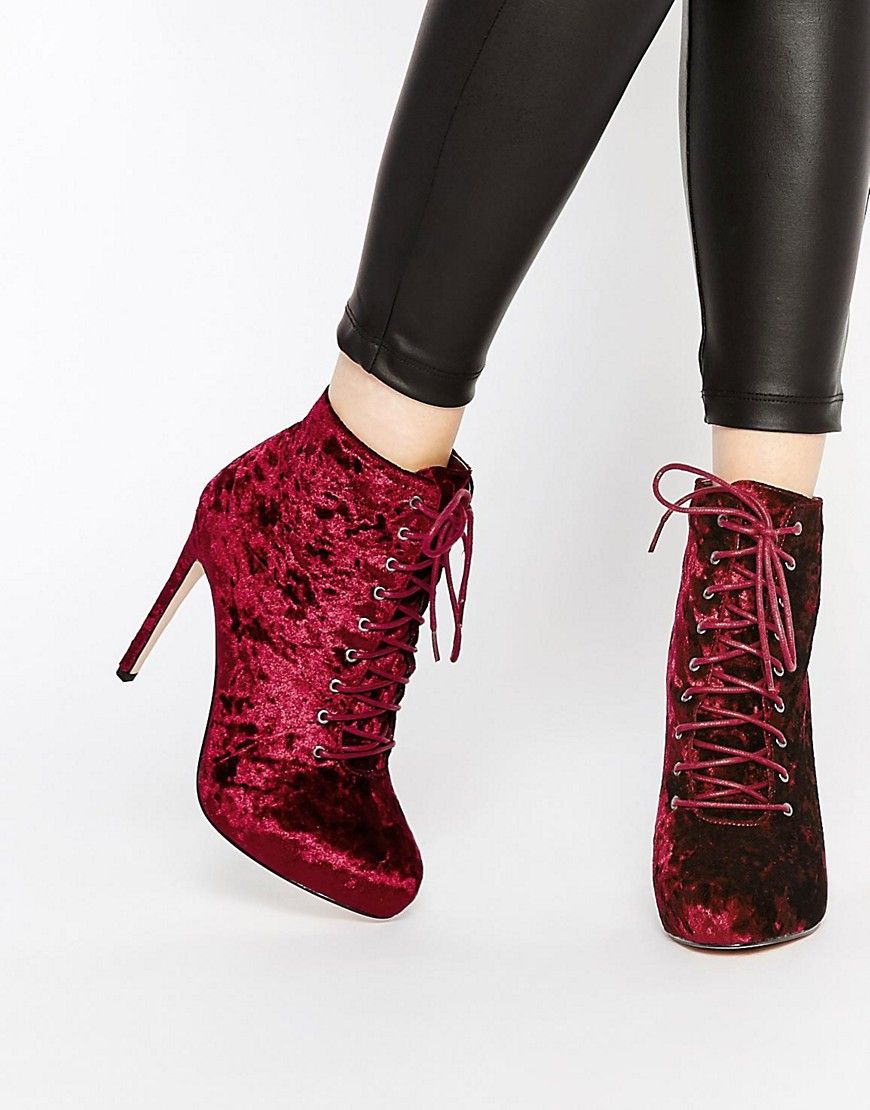 ASOS EARLY DAYS Velvet Lace Up Ankle Boots | ASOS US