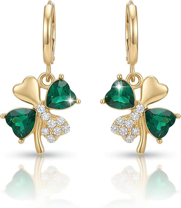 St Patricks Day Earrings for Women Irish Holiday Shamrock Clover Green Heart Hoop Earrings St. Pa... | Amazon (US)
