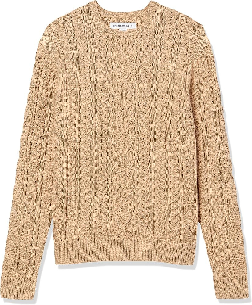 Amazon Essentials Men's Long-Sleeve 100% Cotton Fisherman Cable Crewneck Sweater | Amazon (US)