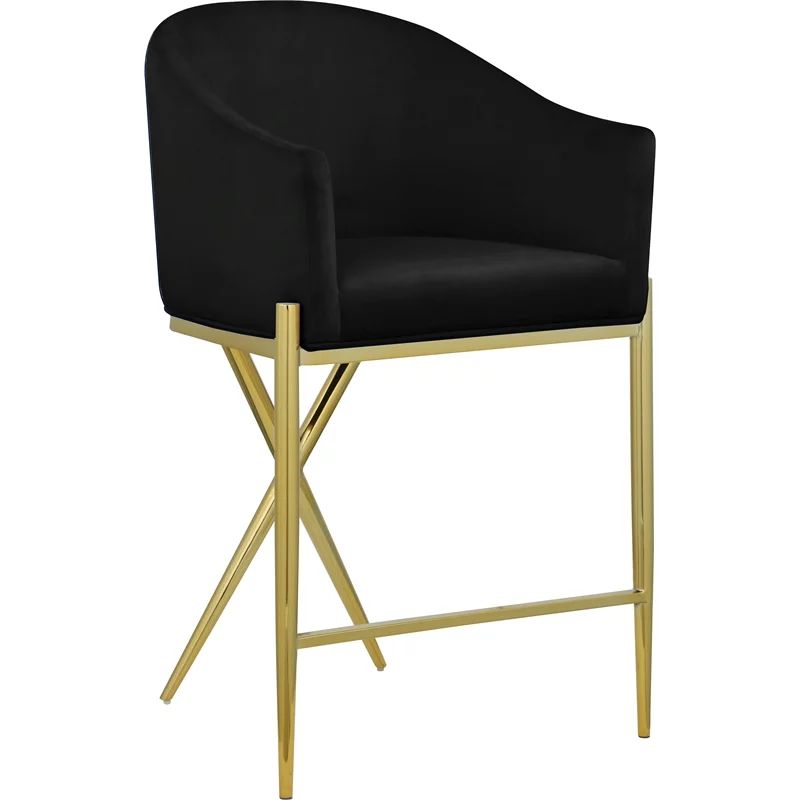 Meridian Furniture Xavier Black Velvet Counter Stool with Gold Metal Legs - Walmart.com | Walmart (US)