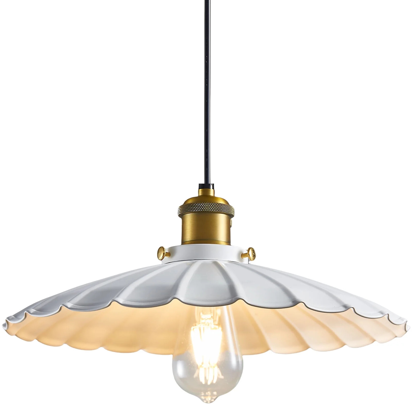 Oyisen Pendant Lights Kitchen Island, White Farmhouse Light Fixtures 15.7 Inch Lampshade with Adj... | Walmart (US)