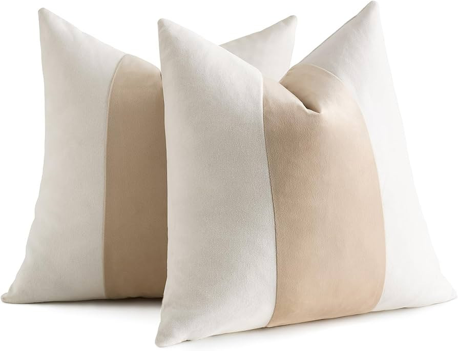 AmHoo Pack of 2 Velvet Panel Cotton Pillow Covers Decorative Pillowcase Cushion for Couch Sofa Be... | Amazon (US)