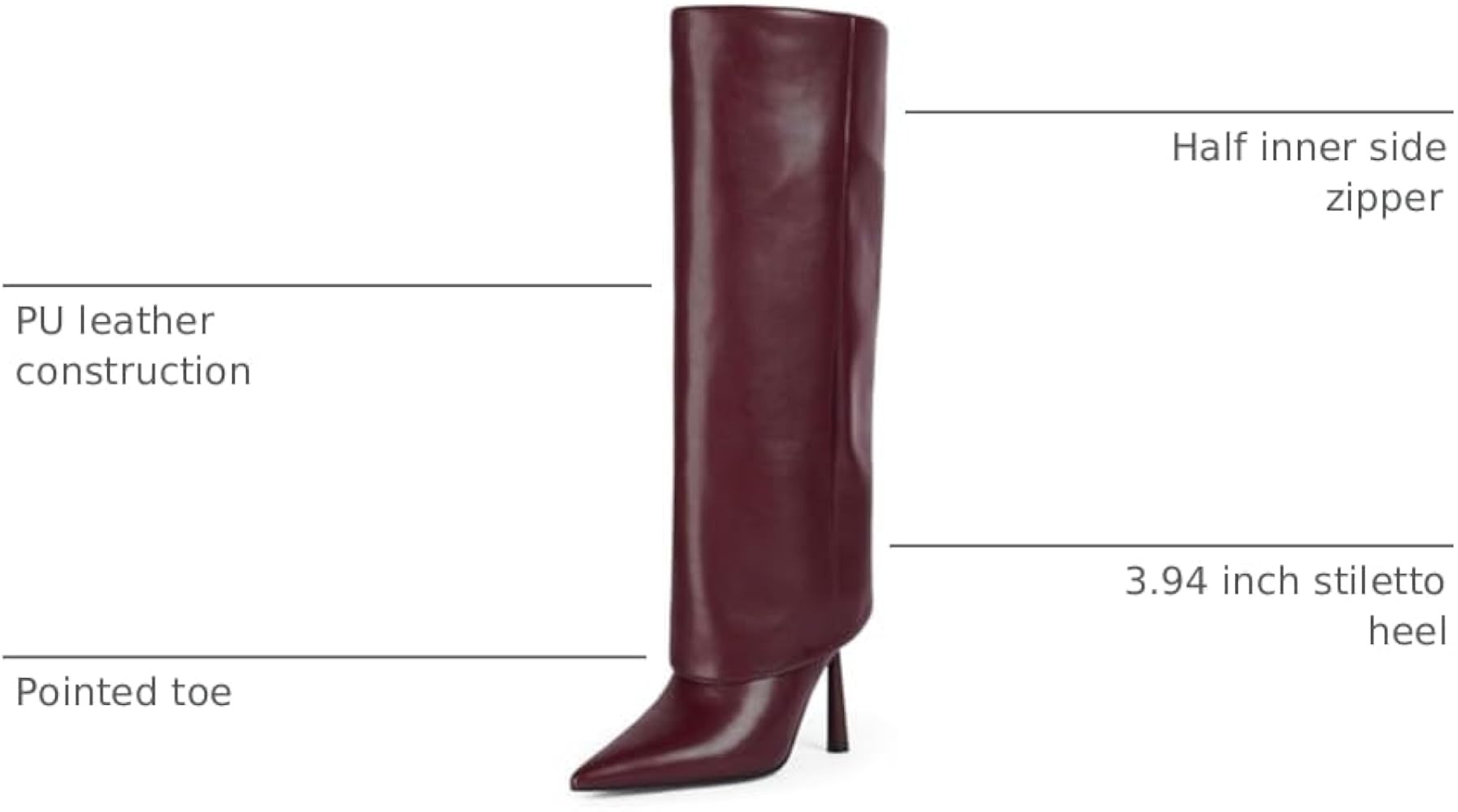 Modatope Fold Over Knee High Boots Women Pointed Toe Stiletto Heel Tall Boots Side Zipper Womens ... | Amazon (US)