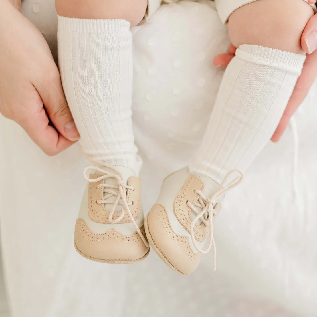 Beige & Ivory Wingtip Shoes | Baby Beau & Belle