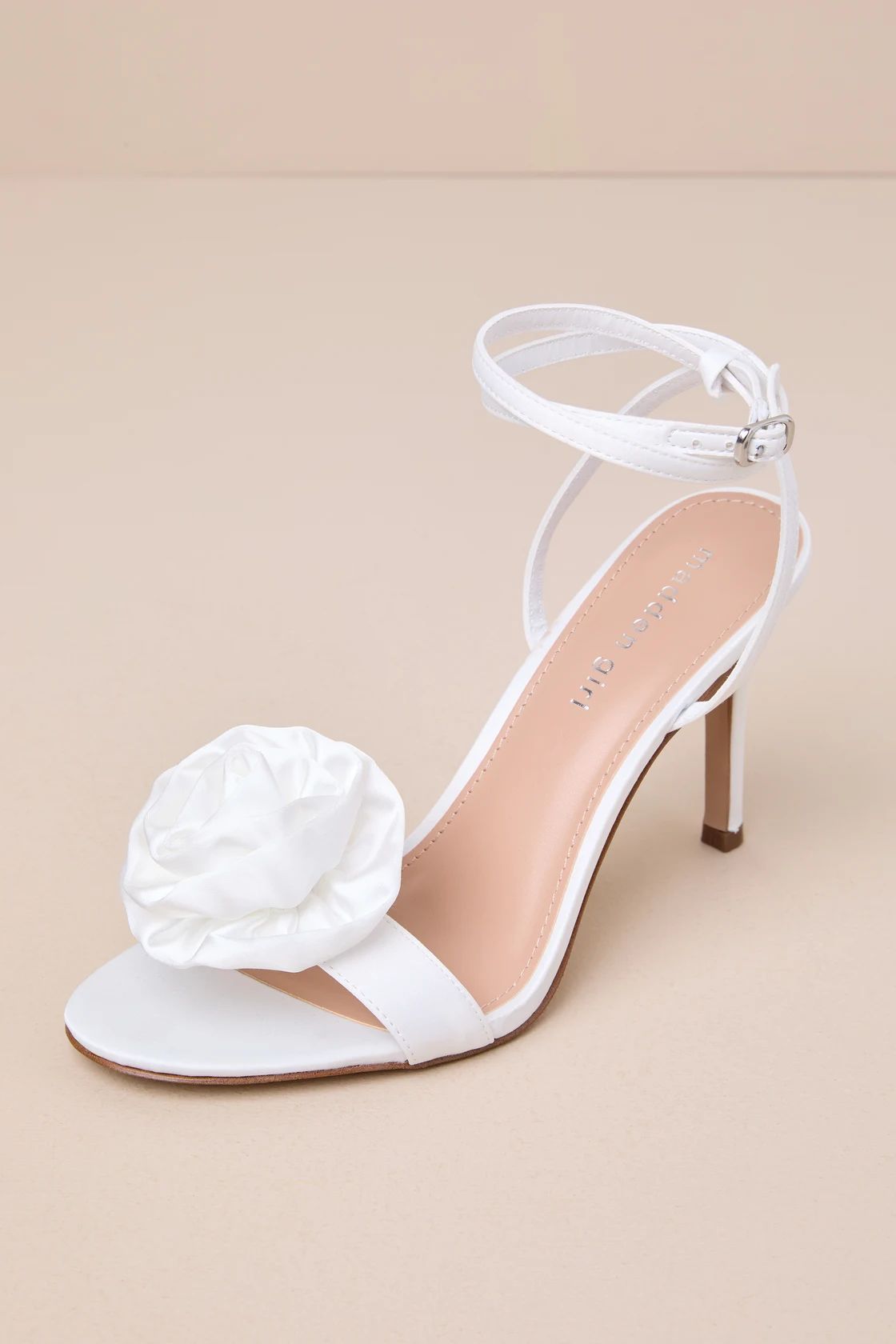 Bloomingg Ivory Rosette Ankle Strap High Heel Sandals | Lulus