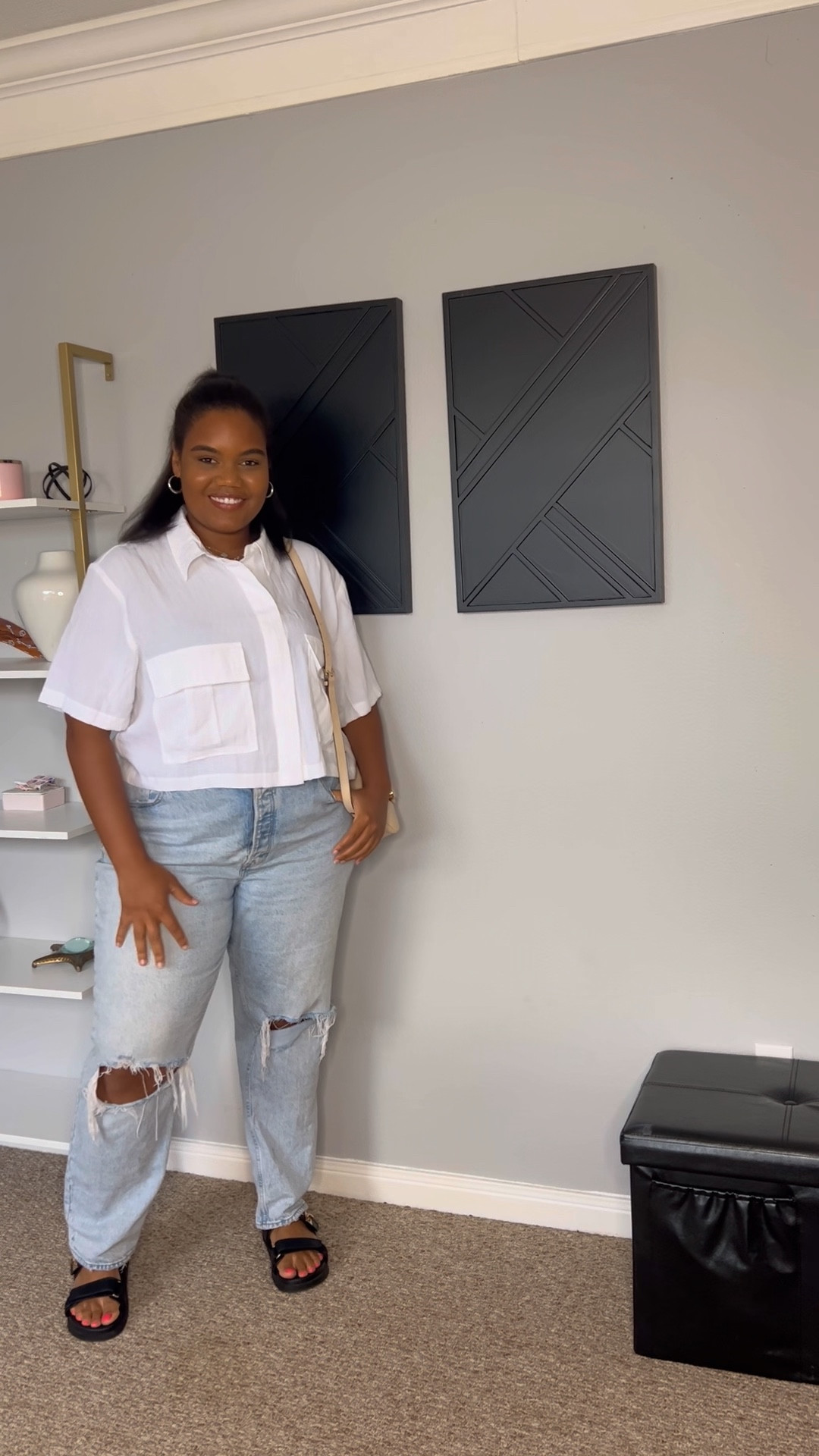 Simple casual outfit for summer! Cropped button down 

#LTKSaleAlert #LTKPlusSize #LTKStyleTip