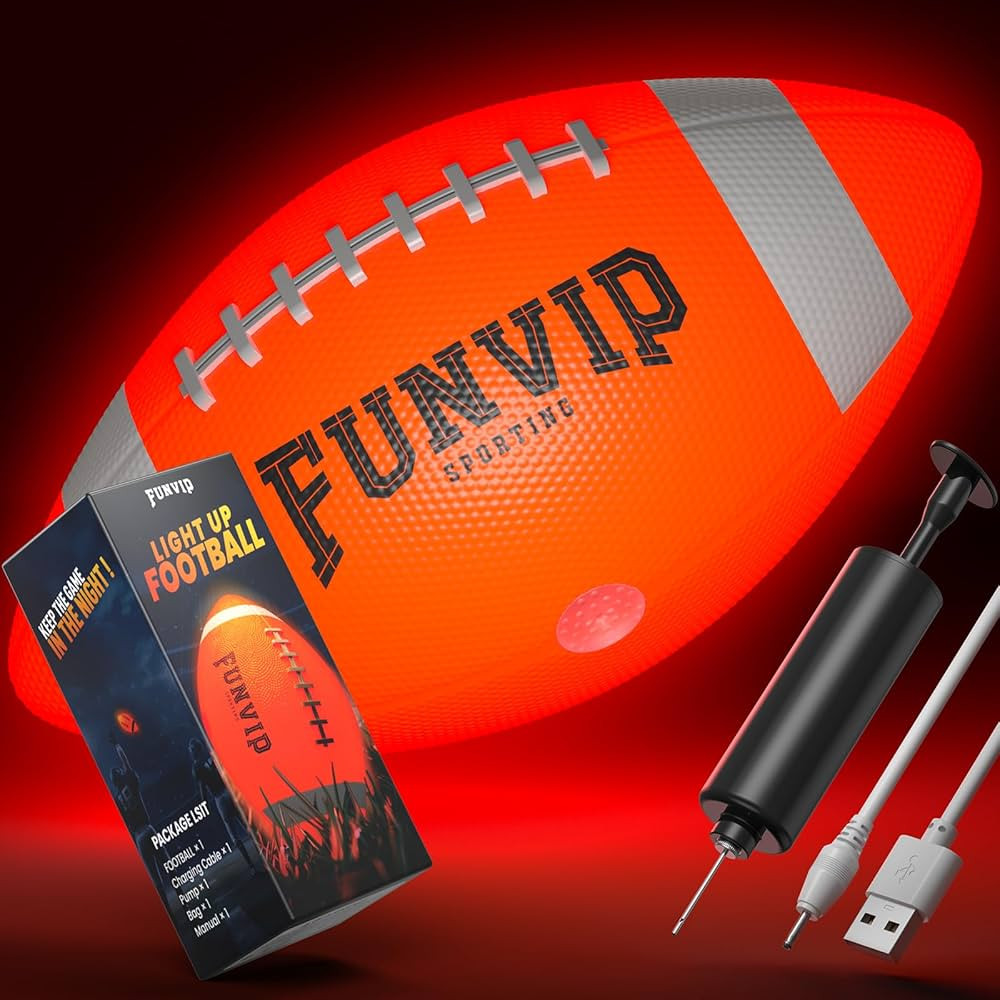 Funvip Football,Rechargeable Glow in The Dark Football for Kids-Size 6 Light Up Football with USB... | Amazon (US)
