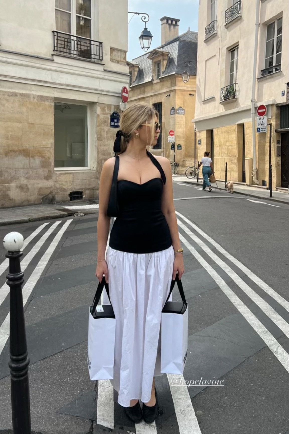 Paris shopping. Helsa studio dress. Classic timeless Parisian chic. Favorite Helsa Dress.