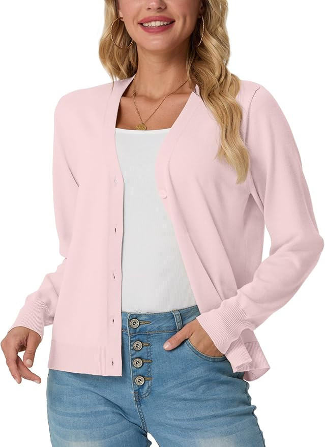 GRECERELLE 2025 Womens Lightweight Open Front Long Sleeve Casual Button Down V-Neck Cardigan Swea... | Amazon (US)