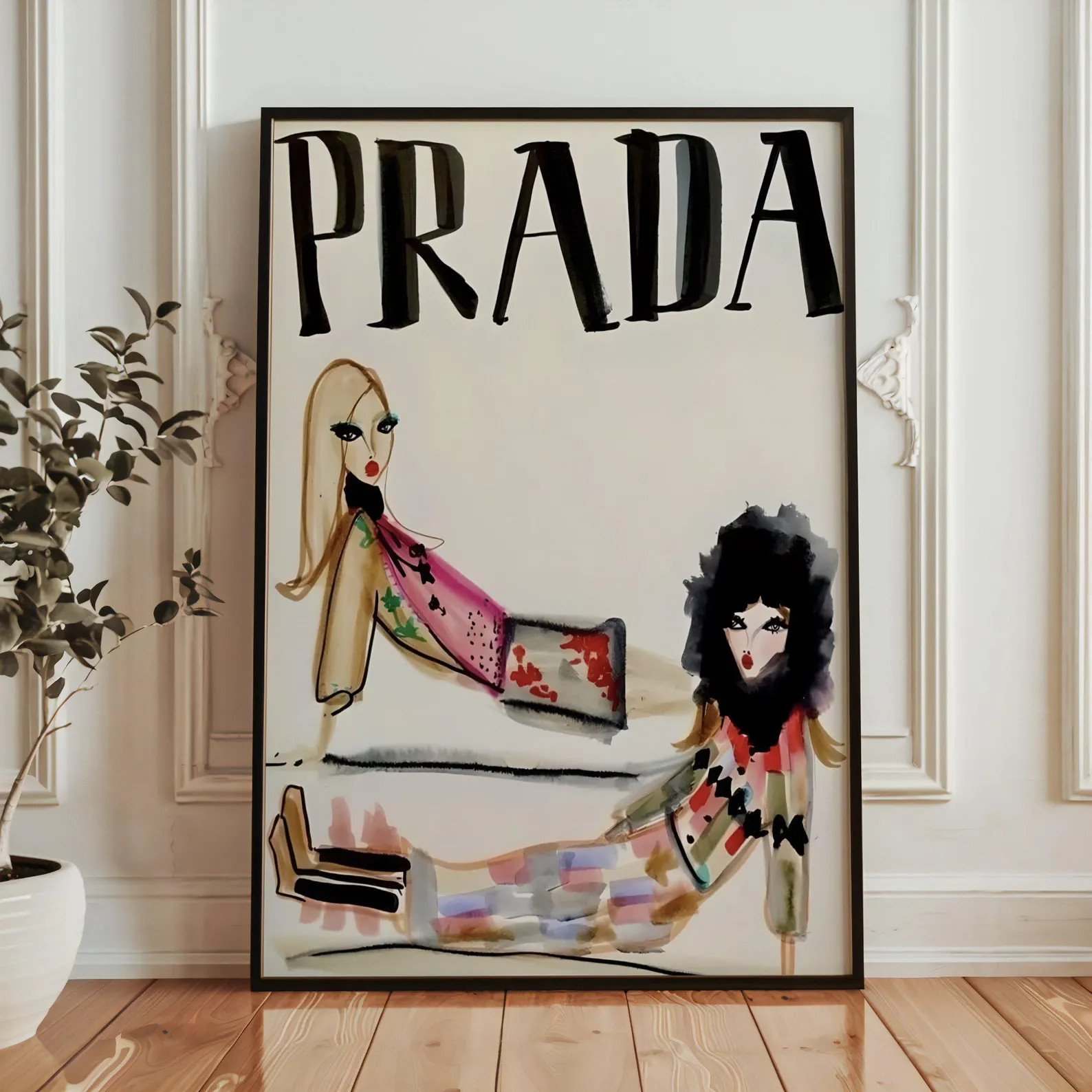 Retro Prada Fashion Illustration Print – Chic Wall Art Runway Inspired Poster Designer Aestheti... | Etsy (US)