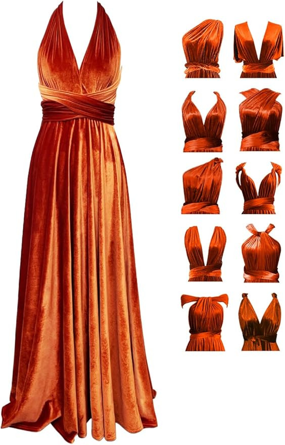 Velvet Infinity Dress with Bandeau,Convertible Bridesmaid Dresses,Plus Size Velvet Wrap Maxi Long... | Amazon (US)