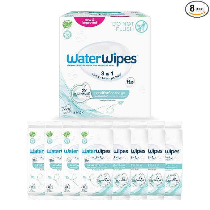 WaterWipes Sensitive+ On The Go Wipes, 3-In-1 Cleans, Cares, Protects, 99.9% Water, Unscented & H... | Amazon (US)