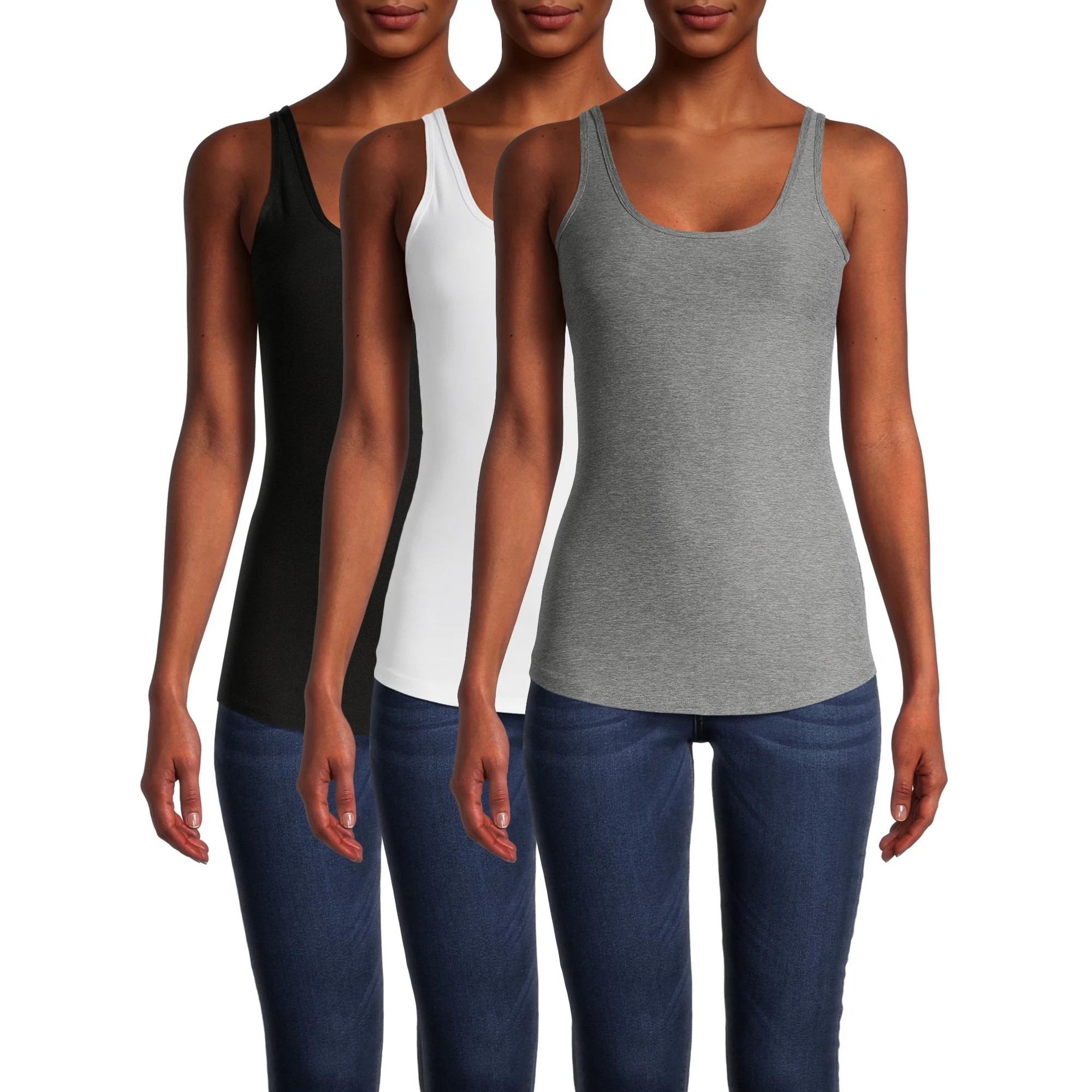 No Boundaries Junior's Scoop Neck Tank Top, 3-Pack | Walmart (US)