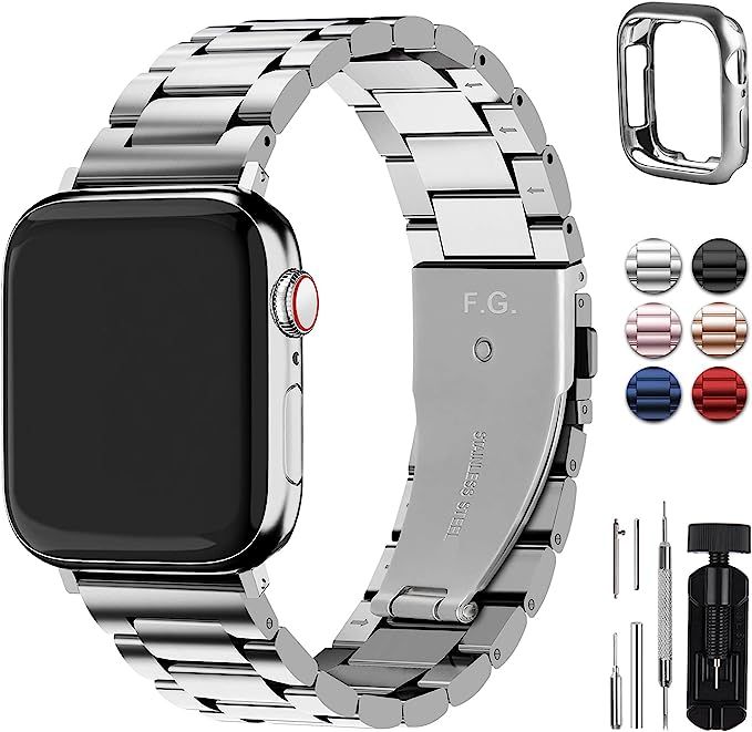 Fullmosa Compatible Apple Watch Band 42mm 44mm 45mm 38mm 40mm 41mm, Stainless Steel iWatch Band w... | Amazon (US)