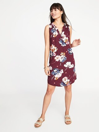Old Navy Womens Sleeveless Tie-Neck Shift Dress For Women Burgundy Combo Size XS | Old Navy US