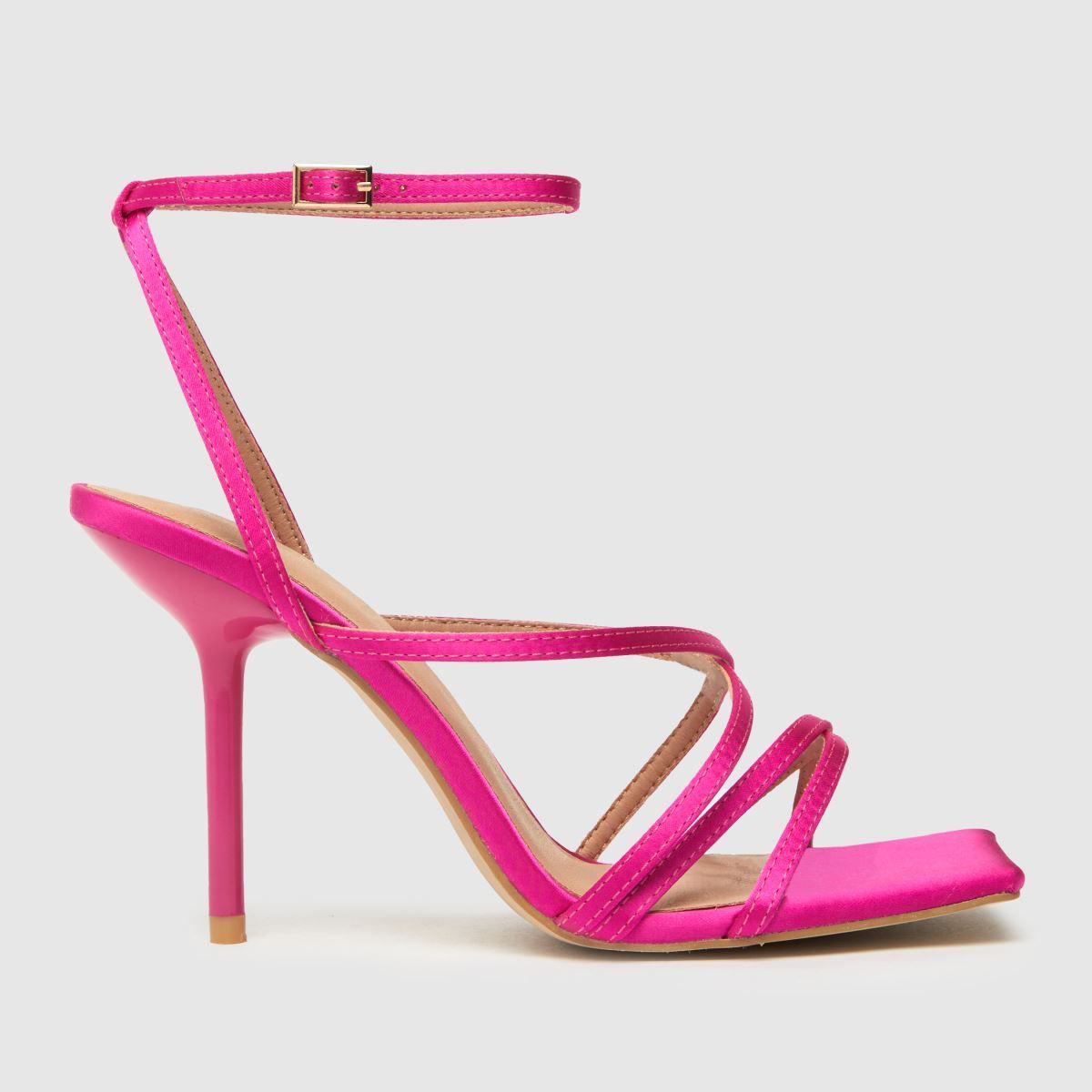 schuh sadie strappy satin sandal high heels in pink | Schuh Ireland