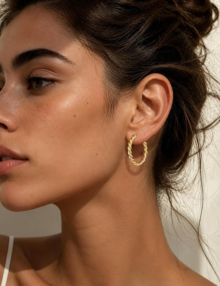 Chunky Gold Hoop Earrings for Women Trendy Hypoallergenic Earring Hoops | Amazon (US)