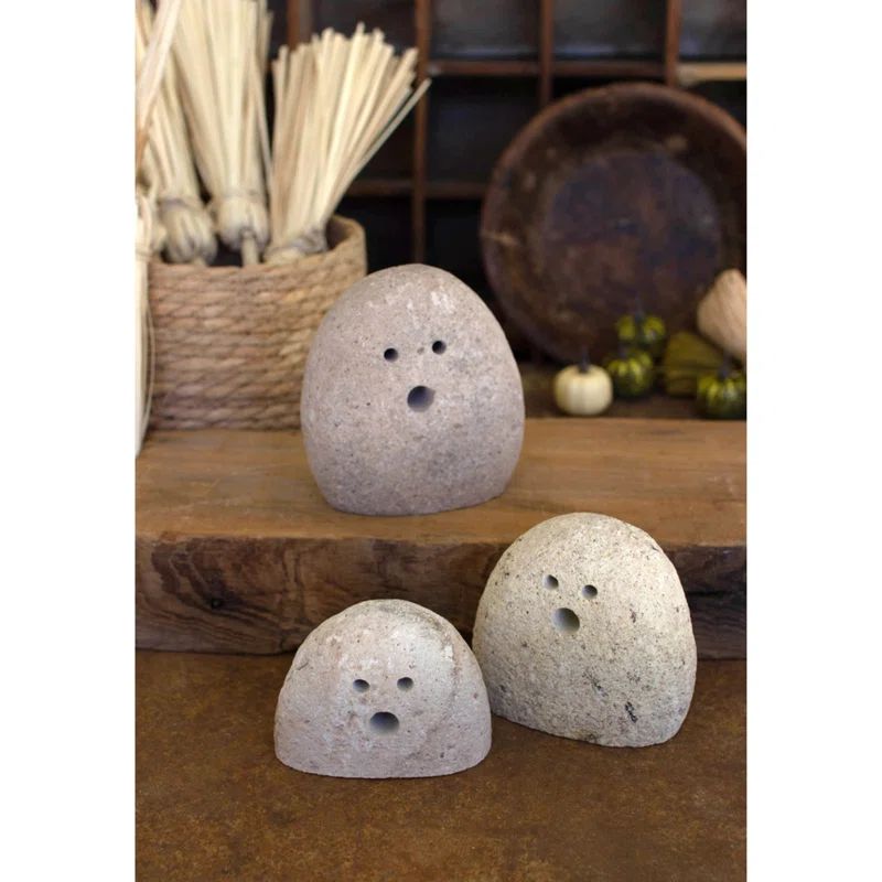 3 Piece Tabletop River Rock Ghost Set | Wayfair North America