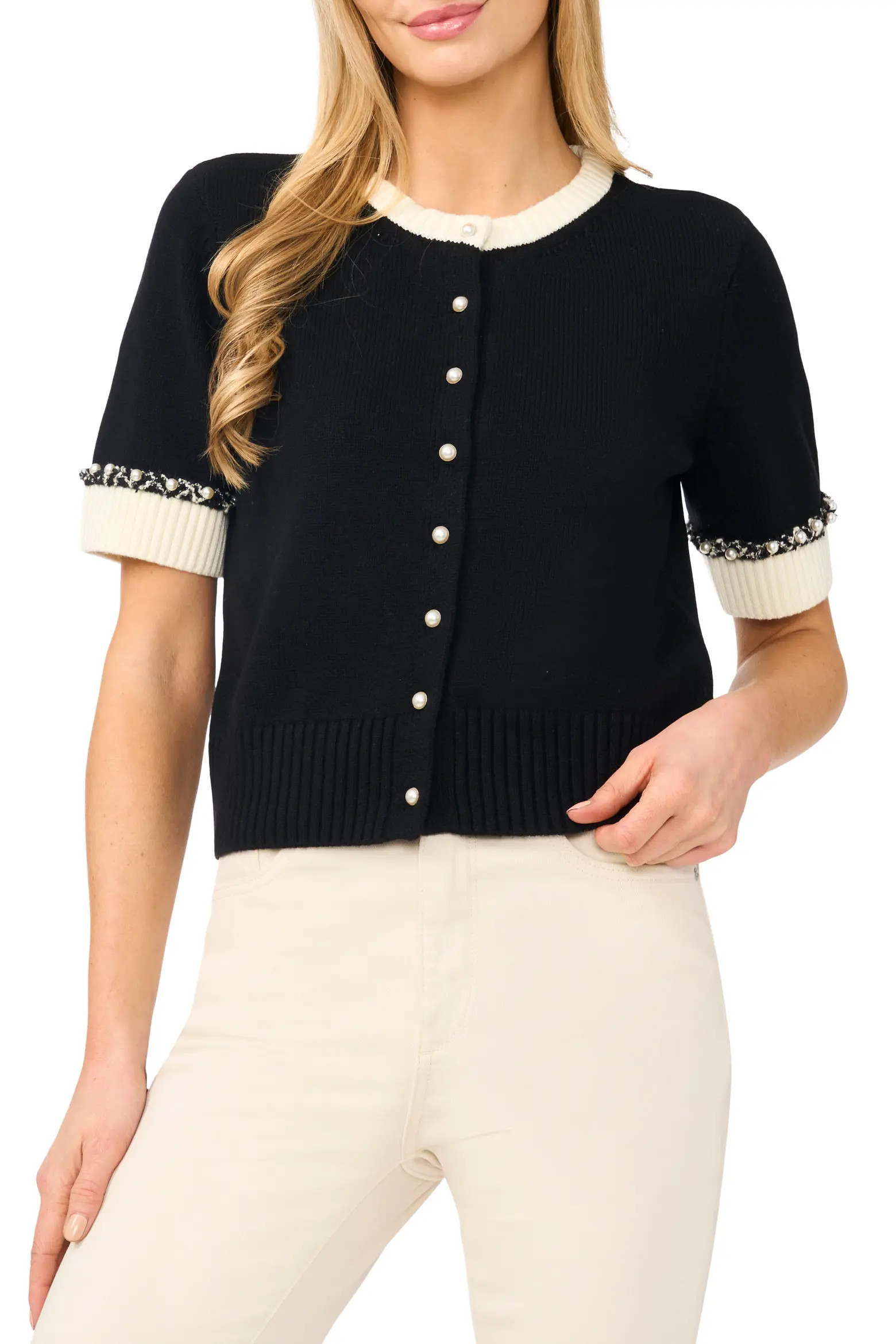 Short Sleeve Crewneck Cardigan (Women) | Nordstrom | Nordstrom